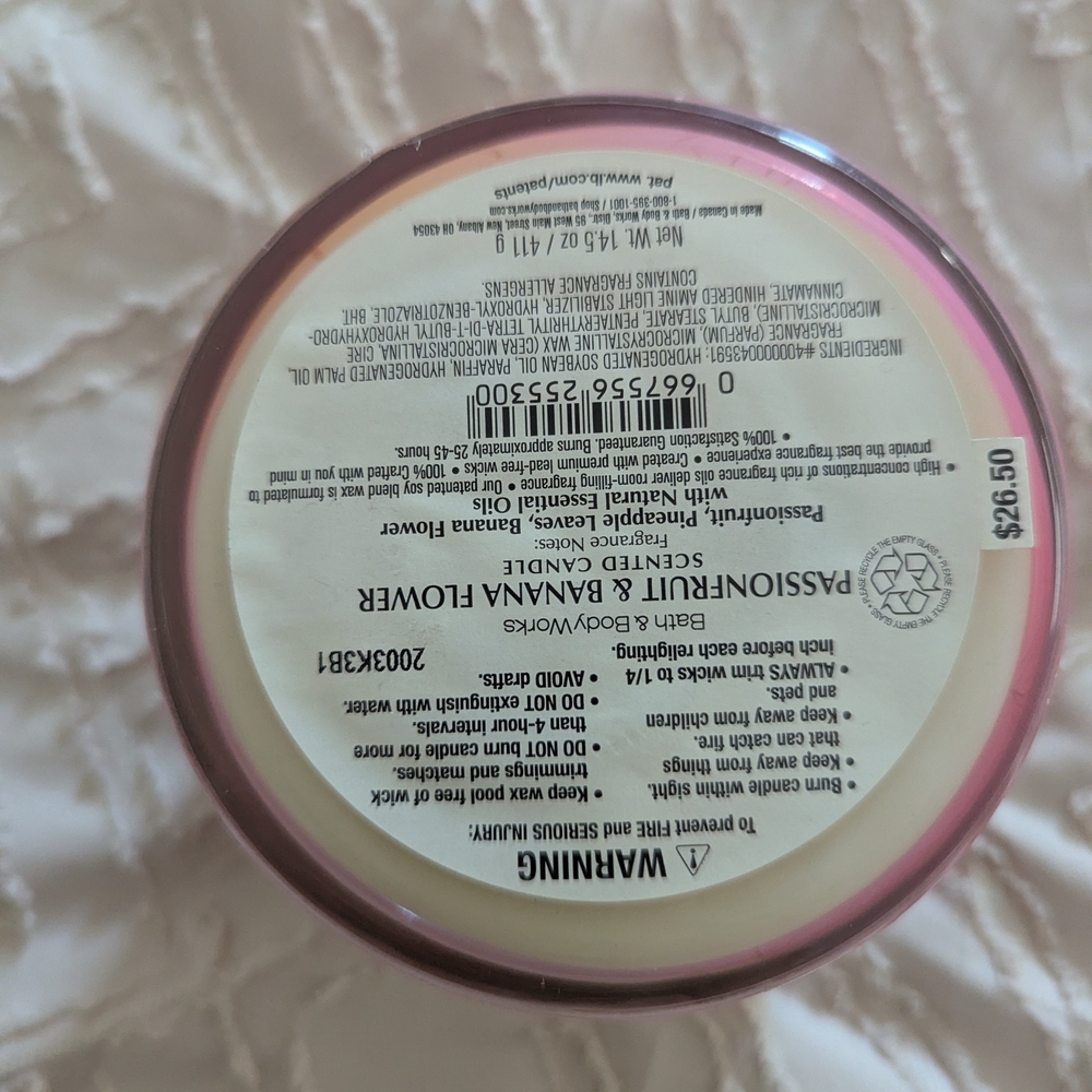 Bath & Body Works Pink Passionfruit & Banana Flower Candle - Picture 2 of 3